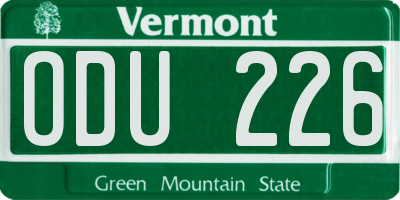 VT license plate ODU226