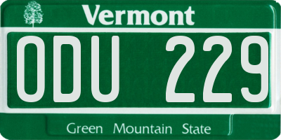 VT license plate ODU229