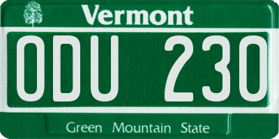 VT license plate ODU230