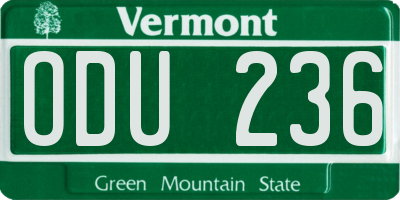 VT license plate ODU236