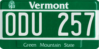 VT license plate ODU257