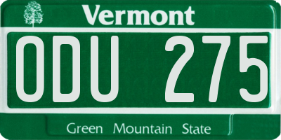 VT license plate ODU275