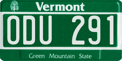 VT license plate ODU291