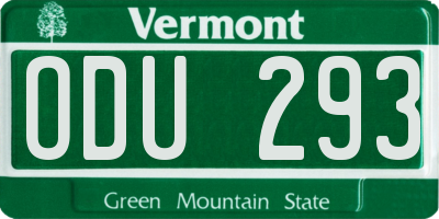 VT license plate ODU293