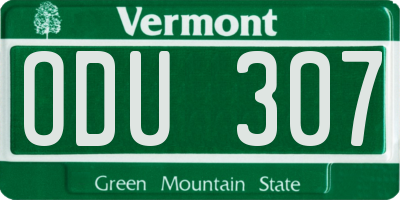 VT license plate ODU307