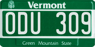VT license plate ODU309
