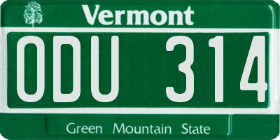 VT license plate ODU314