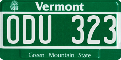 VT license plate ODU323