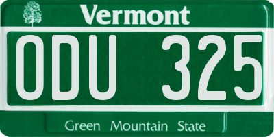 VT license plate ODU325
