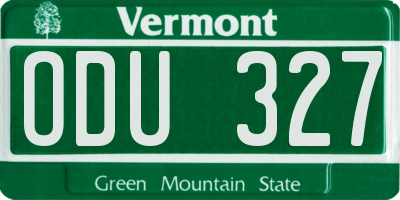VT license plate ODU327