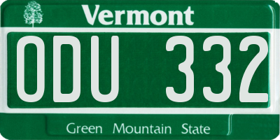 VT license plate ODU332
