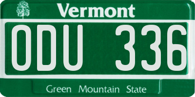 VT license plate ODU336