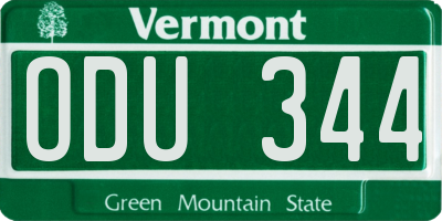 VT license plate ODU344