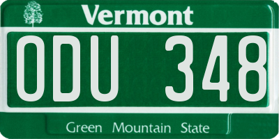VT license plate ODU348