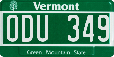 VT license plate ODU349