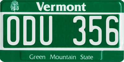 VT license plate ODU356