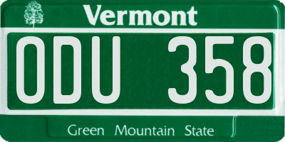 VT license plate ODU358