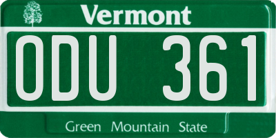 VT license plate ODU361