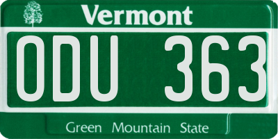 VT license plate ODU363