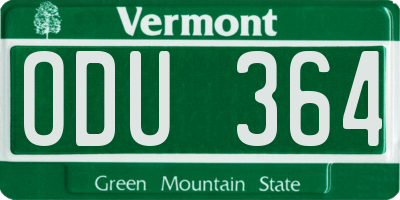 VT license plate ODU364