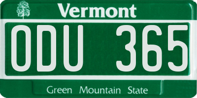 VT license plate ODU365