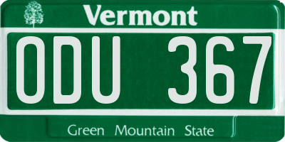 VT license plate ODU367