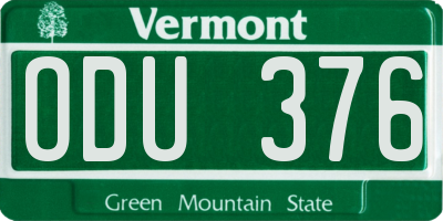 VT license plate ODU376