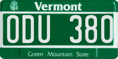 VT license plate ODU380