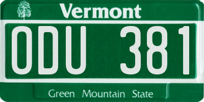 VT license plate ODU381