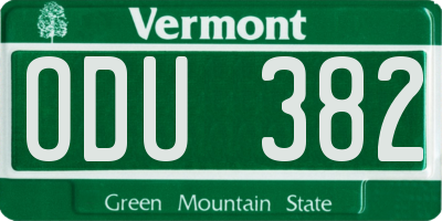 VT license plate ODU382