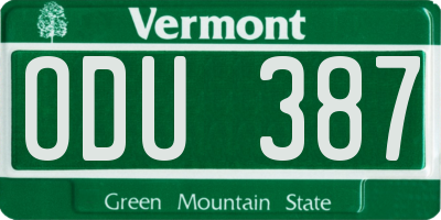 VT license plate ODU387
