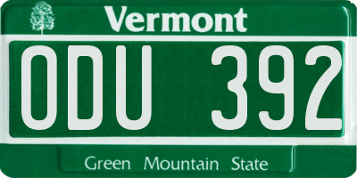 VT license plate ODU392