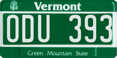 VT license plate ODU393