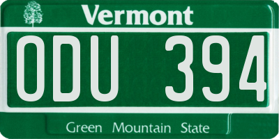 VT license plate ODU394