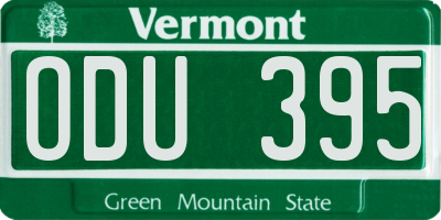 VT license plate ODU395