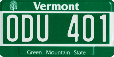 VT license plate ODU401