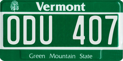 VT license plate ODU407