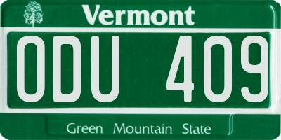 VT license plate ODU409