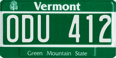 VT license plate ODU412