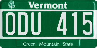 VT license plate ODU415