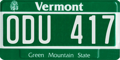 VT license plate ODU417