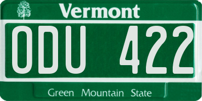 VT license plate ODU422