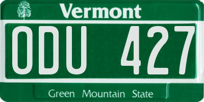 VT license plate ODU427