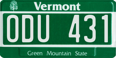 VT license plate ODU431