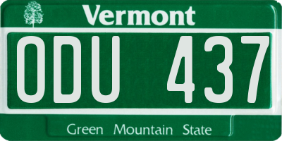 VT license plate ODU437