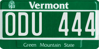 VT license plate ODU444