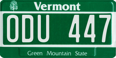 VT license plate ODU447