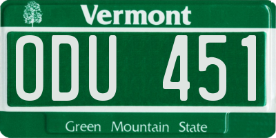 VT license plate ODU451
