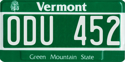 VT license plate ODU452
