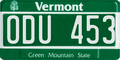 VT license plate ODU453